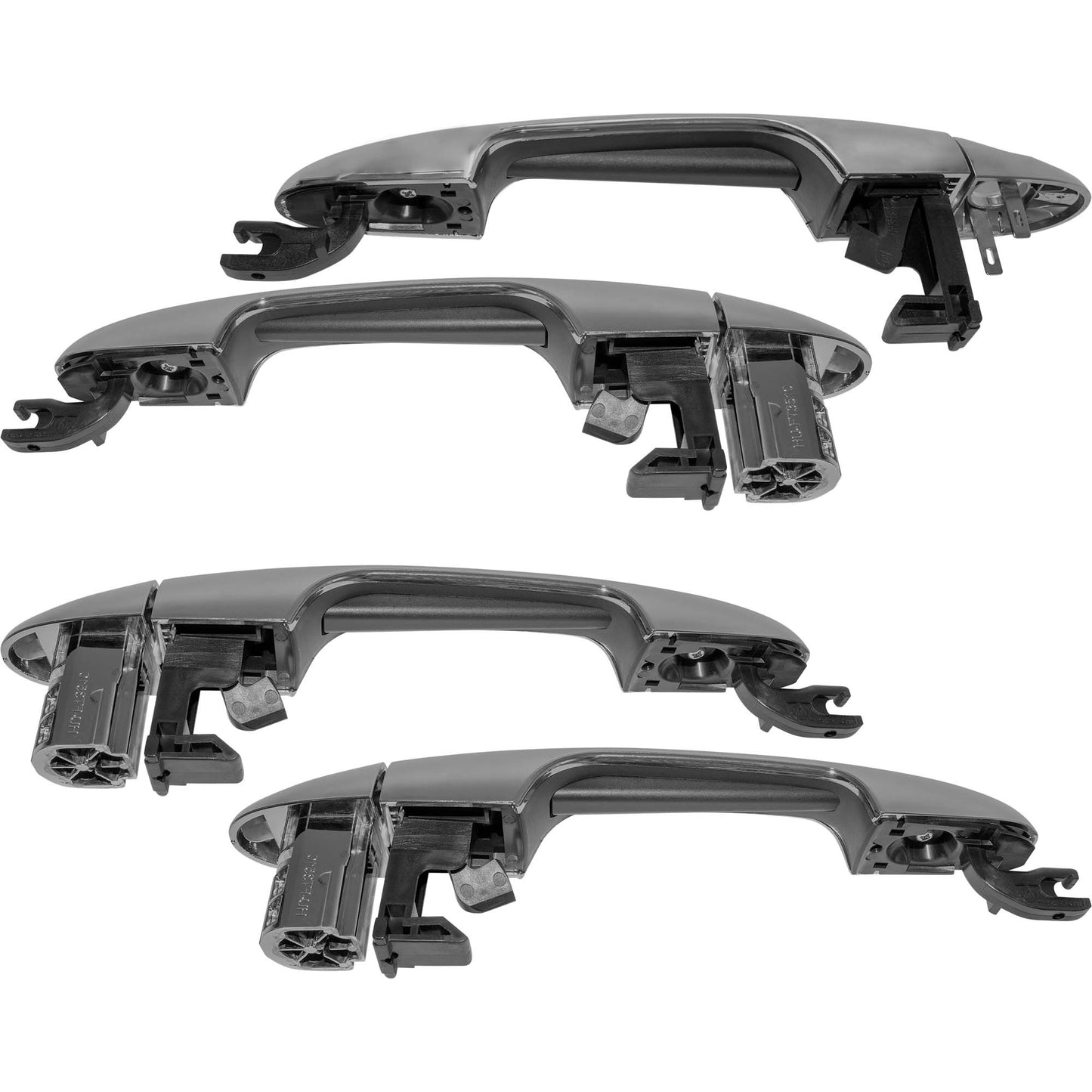 Brock 4 Piece Silver Outside Door Handle Set Driver Left Passenger Right Front & Rear Compatible With 2014-2017 FIAT 500L Trekking Hatchback 2014-2017 FIAT 500L Urbana Hatchback 2442-0004C4