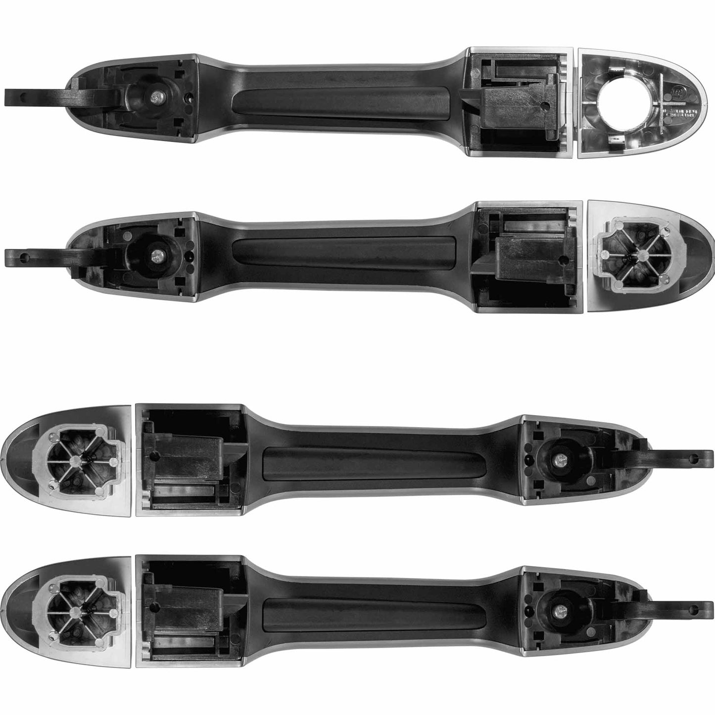 Brock 4 Piece Silver Outside Door Handle Set Driver Left Passenger Right Front & Rear Compatible With 2014-2017 FIAT 500L Trekking Hatchback 2014-2017 FIAT 500L Urbana Hatchback 2442-0004C4