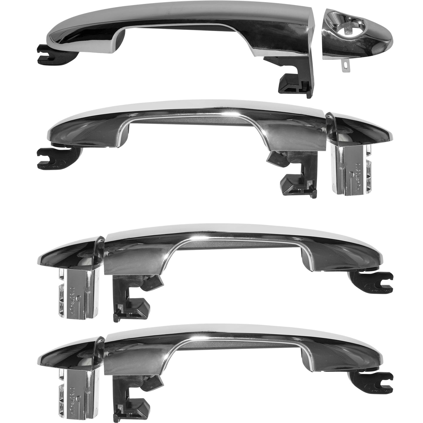 Brock 4 Piece Chrome Outside Door Handle Set Driver Left Passenger Right Front & Rear Compatible With 2014-2020 FIAT 500L Easy/Pop/Sport/Lounge 2442-0006C4