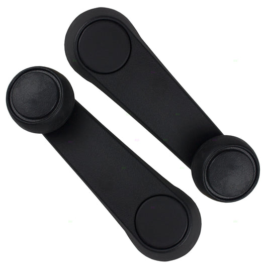 Brock Replacement Pair Set Black Plastic Window Crank Handles w/ Black Knob Compatible with 1987-1993 Dakota Pickup Truck 4415820 76879