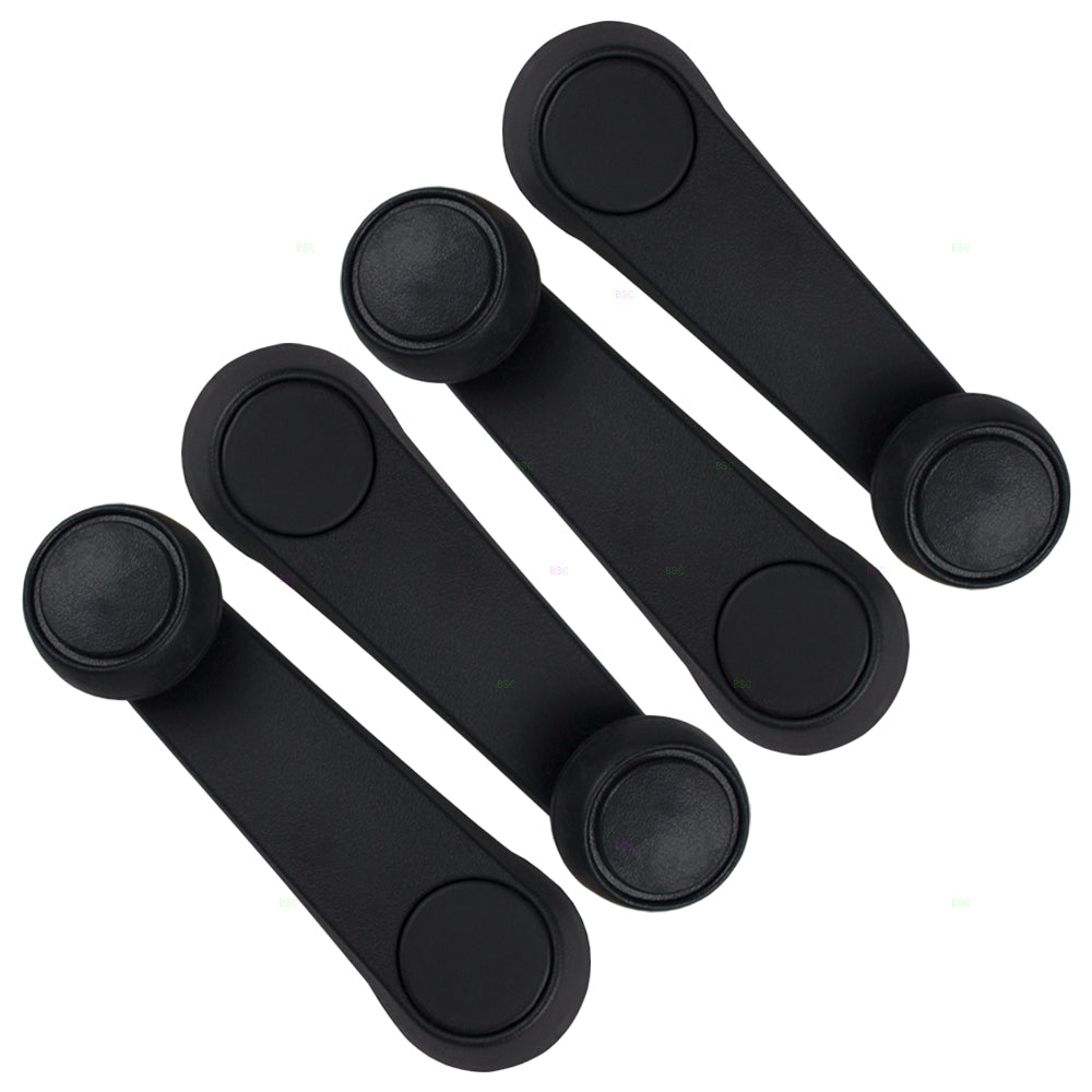 Brock Replacement 4 Piece Set Black Plastic Window Crank Handles Front & Rear Compatible with Shadow Spirit Acclaim Sundance 4415820