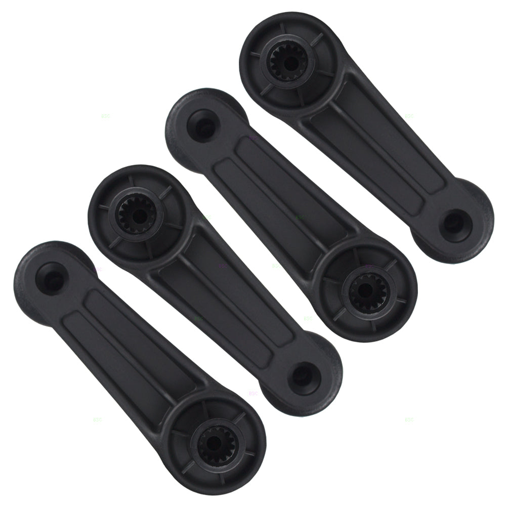 Brock Replacement 4 Piece Set Black Plastic Window Crank Handles Front & Rear Compatible with Shadow Spirit Acclaim Sundance 4415820