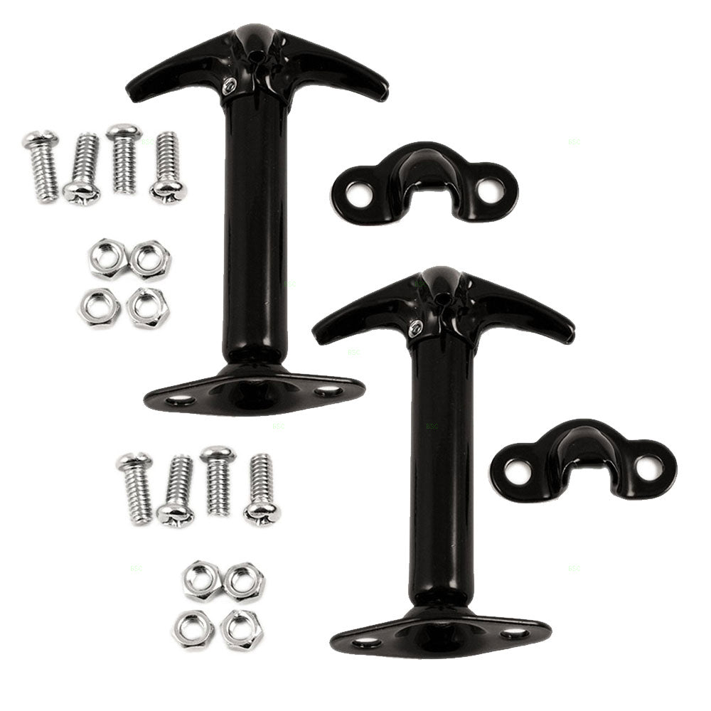 Brock Replacement Pair of Black Hood Latch Safety Catch Kits Compatible with 1944-1986 CJ Series 1987-1995 Wrangler SUV 55009343