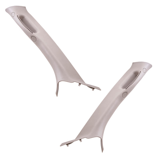 Brock Aftermarket Replacement Driver Left Passenger Right A Pillar Trim Panel With Pull Handle Beige Compatible With 2002-2008 Dodge Ram 1500