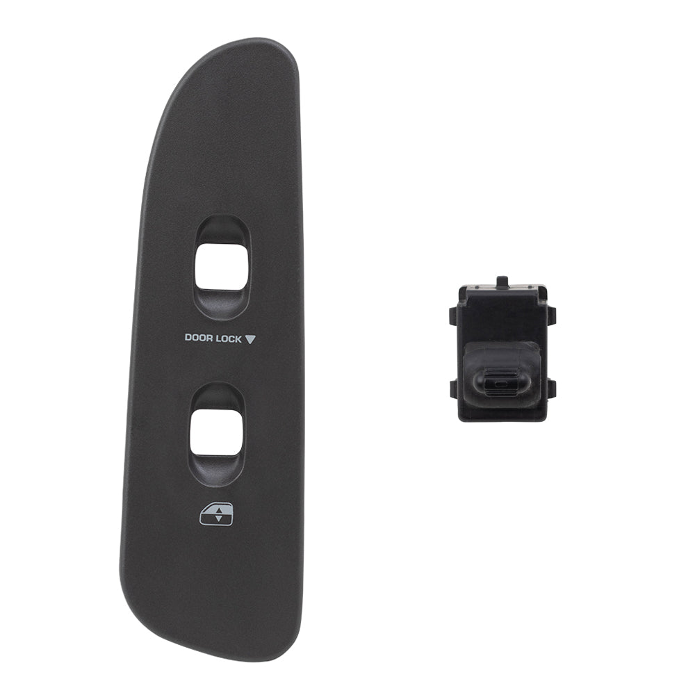 Brock Replacement Dark Slate Gray Passenger Front Power Window Switch with Bezel Compatible with 2002-2005 Pickup Truck
