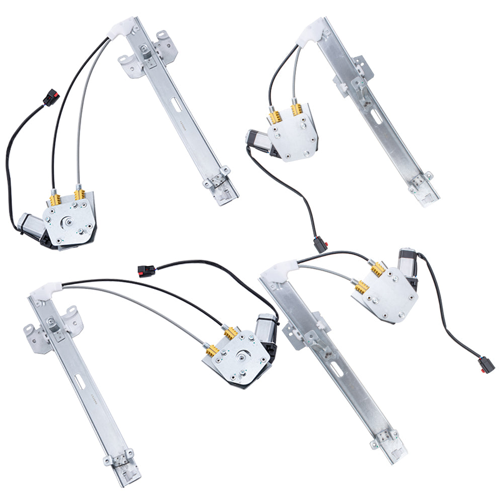 Brock 2552-6135C4 Upgraded Window Regulator With Motor 4PC Set Compatible With 1997-2001 Jeep Cherokee