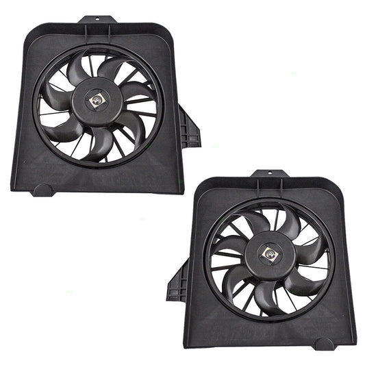 Brock Replacement for Pair Set Radiator w/ A/C Condenser Cooling Fan Assemblies Compatible with Caravan Town & Country Voyager 4809171AE 4809170AE