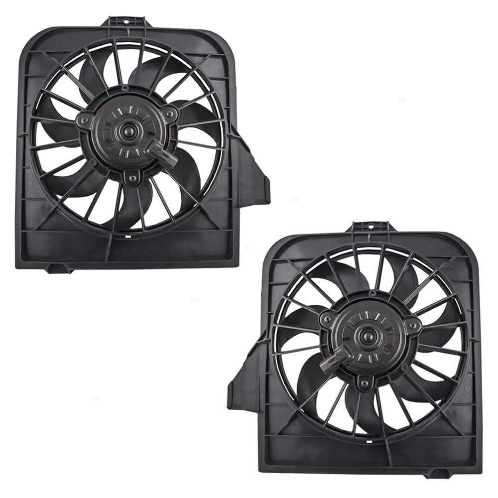 Brock Replacement for Pair Set Radiator w/ A/C Condenser Cooling Fan Assemblies Compatible with Caravan Town & Country Voyager 4809171AE 4809170AE