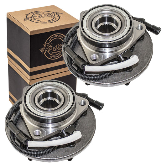 Brock Replacement Pair Set Front Wheel Hub Bearings Compatible with 2000-2003 F150 2004 Heritage Pickup AWD XL3Z1104CB