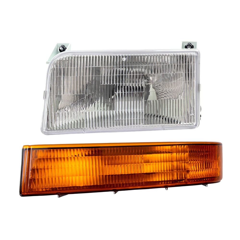Headlights and Park Signal Lights Compatible with 92-96 F150 Pickup Truck 1992-1996 Bronco 1992-1997 F250/F350