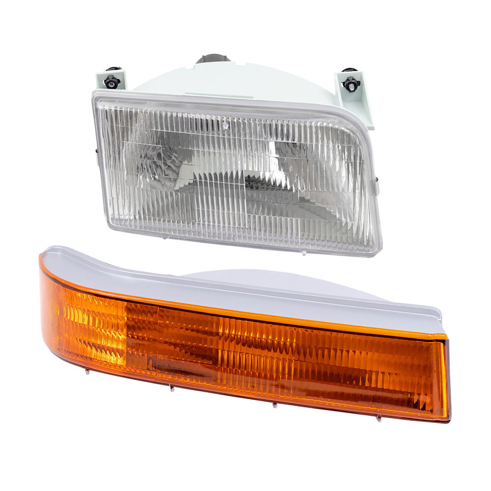 Headlights and Park Signal Lights Compatible with 92-96 F150 Pickup Truck 1992-1996 Bronco 1992-1997 F250/F350