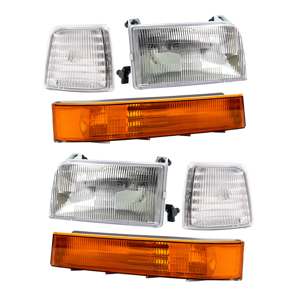 Fits 1992-1996 F150 Bronco Headlights, Corner and Side Park Signal Lights Compatible with F2TZ13008B F2TZ13008A F2TZ15A201D F2TZ15A201C