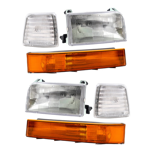 Fits 1992-1996 F150 Bronco Headlights, Corner and Side Park Signal Lights Compatible with F2TZ13008B F2TZ13008A F2TZ15A201D F2TZ15A201C