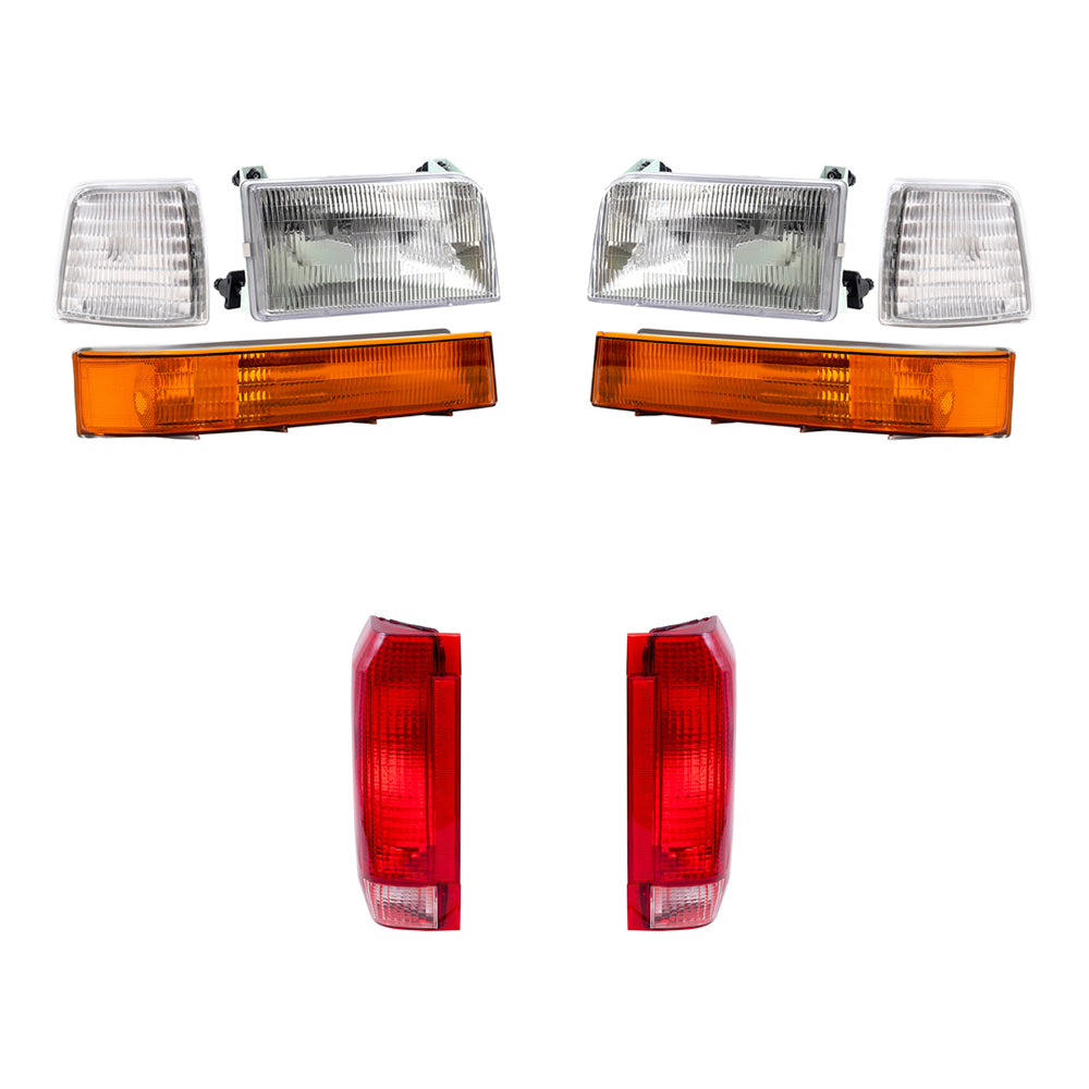 1992-1996 F150 and Bronco Headlights Tail Lights and Signal Lights 8 piece set Also Fits 1997 F-250/F-350