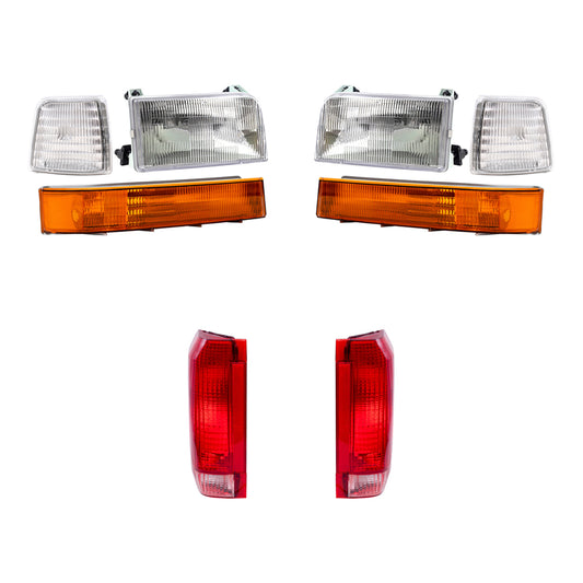 1992-1996 F150 and Bronco Headlights Tail Lights and Signal Lights 8 piece set Also Fits 1997 F-250/F-350