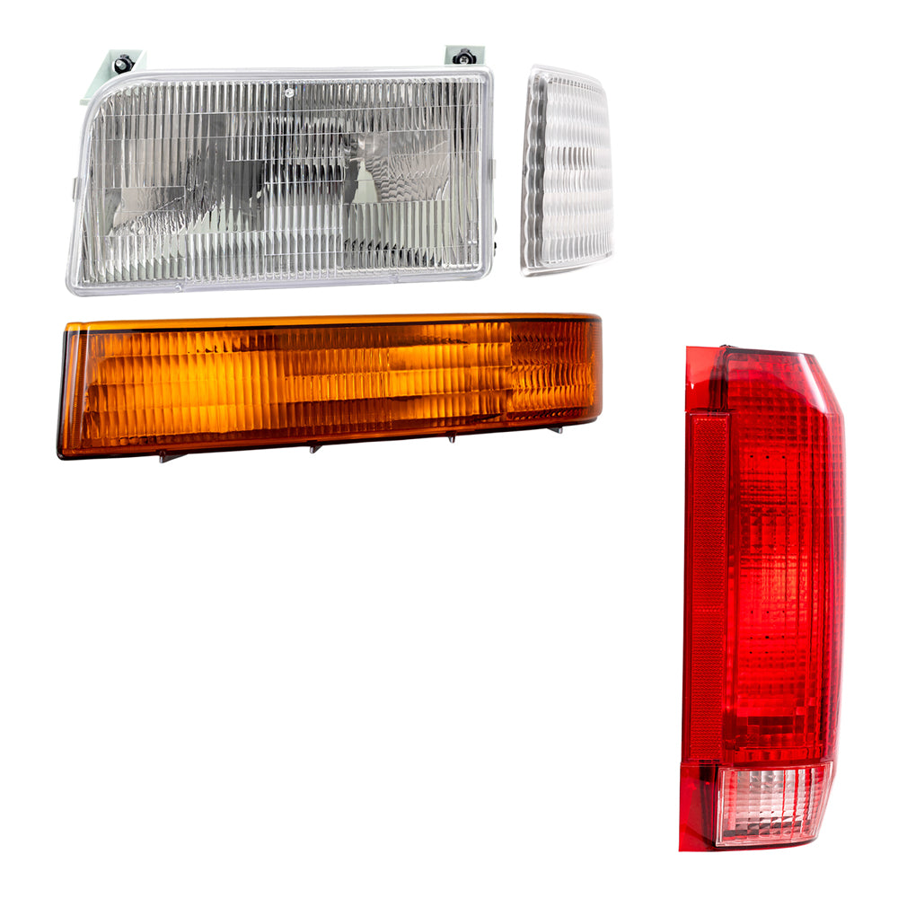 1992-1996 F150 and Bronco Headlights Tail Lights and Signal Lights 8 piece set Also Fits 1997 F-250/F-350