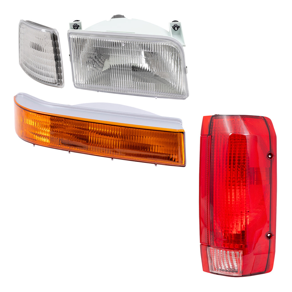 1992-1996 F150 and Bronco Headlights Tail Lights and Signal Lights 8 piece set Also Fits 1997 F-250/F-350