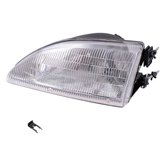 Brock Replacement Drivers Headlight Headlamp with Textured Lens Compatible with Mustang F4ZZ13008F