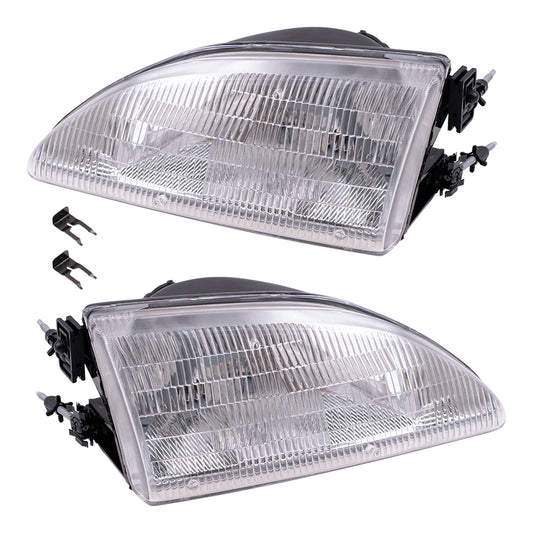 Headlight for 1994-1998 Mustang Exc Cobra w/ Textured Lens F4ZZ13008F Set