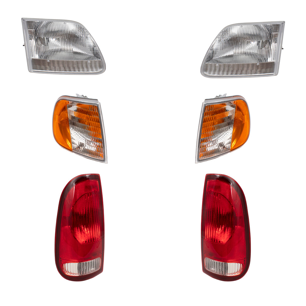 Fits 97-03 F-150 Headlights Tail Lights Park/Signal Lights 6 Piece Set