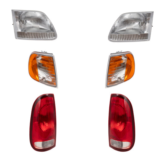 Fits 97-03 F-150 Headlights Tail Lights Park/Signal Lights 6 Piece Set