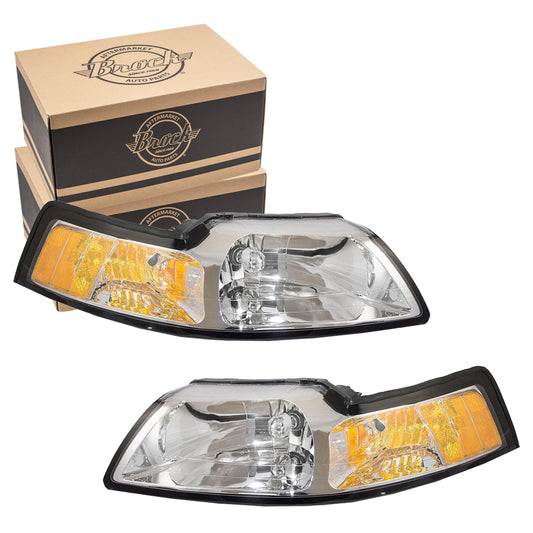 Headlight for 1999-2000 Mustang YR3Z13008AA Set