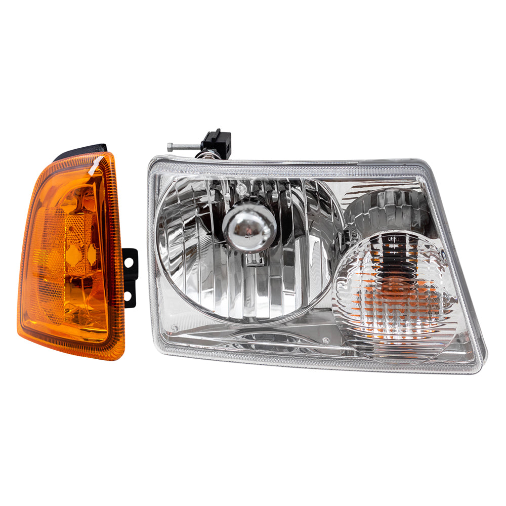 Brock Headlights with Park Signals Compatible with 2001-2005 Ranger Pickup Replacement Headlights with Park Lights Set