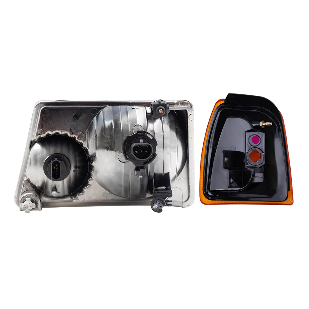 Brock Headlights with Park Signals Compatible with 2001-2005 Ranger Pickup Replacement Headlights with Park Lights Set