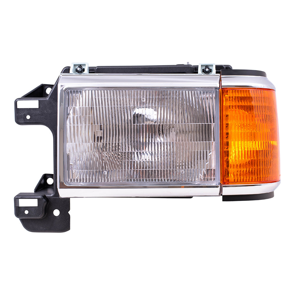 Brock Replacement Drivers Headlight Headlamp with Park Lamp & Chrome Trim Compatible with 1987-1991 F100 F250 F250 F350 Pickup Truck Bronco