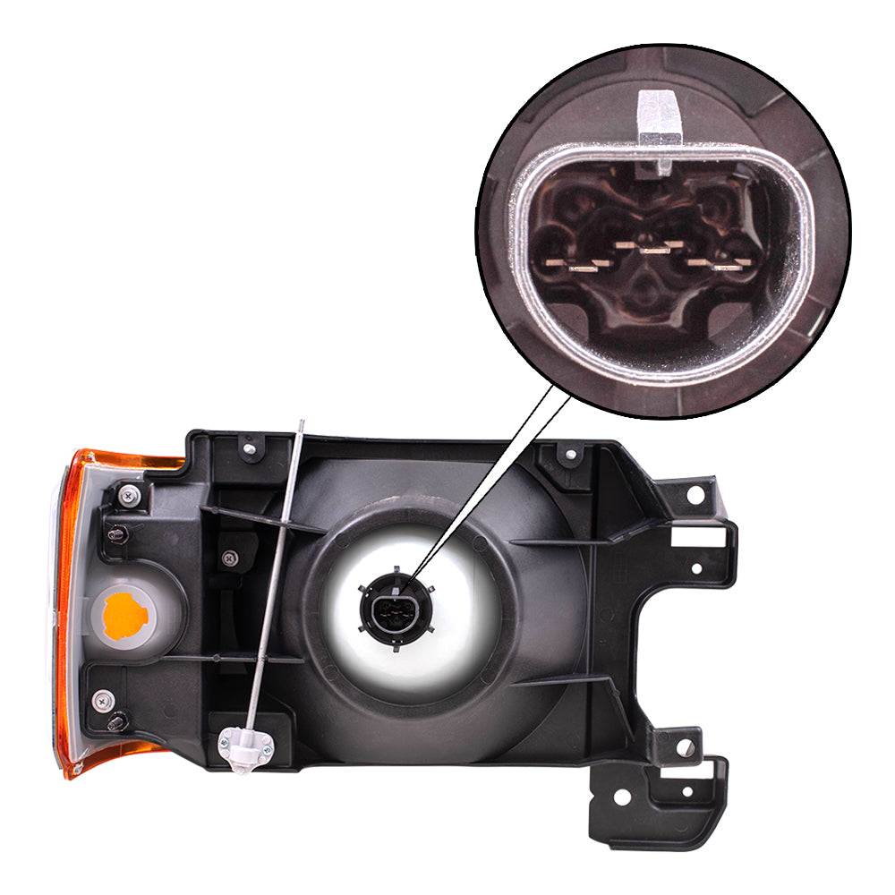 Brock Replacement Drivers Headlight Headlamp with Park Lamp & Chrome Trim Compatible with 1987-1991 F100 F250 F250 F350 Pickup Truck Bronco