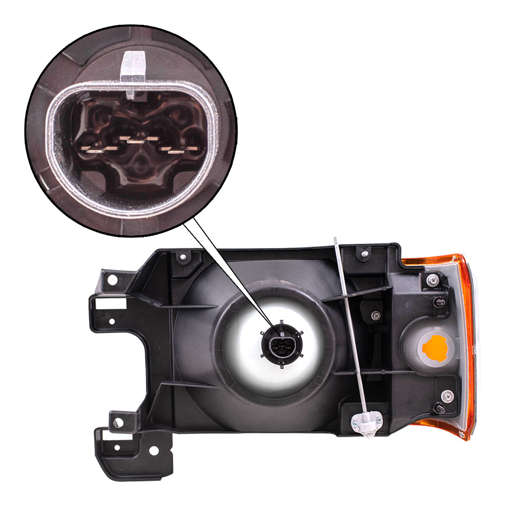 Brock Replacement Passengers Headlight Headlamp with Park Lamp & Chrome Trim Compatible with 1987-1991 F100 F150 F250 F350 Pickup Truck Bronco