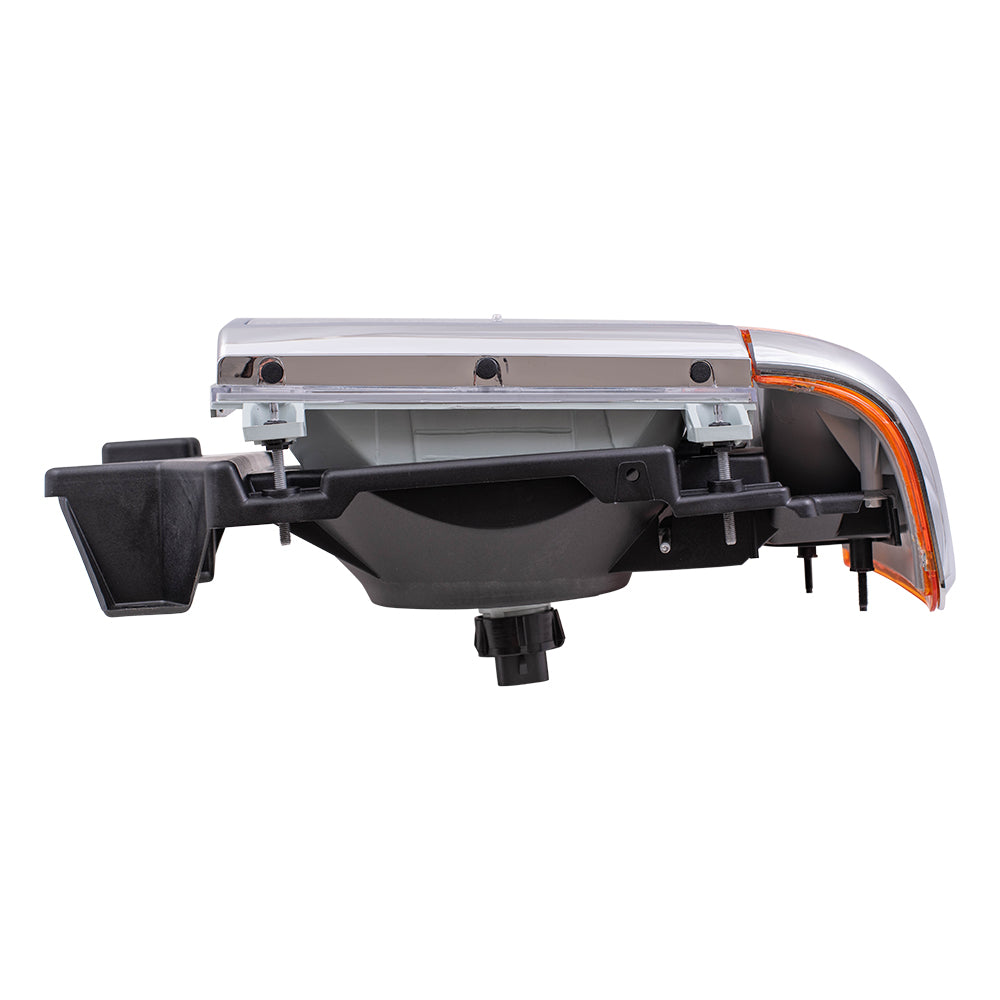 Brock Replacement Passengers Headlight Headlamp with Park Lamp & Chrome Trim Compatible with 1987-1991 F100 F150 F250 F350 Pickup Truck Bronco