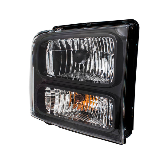 Brock Replacement BROCK Passengers Halogen Headlight w/ Black Bezel Compatible with 05-07 Super Duty Pickup Truck Replaces 6C3Z13008CB FO2503224