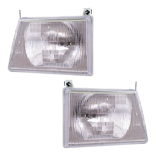 Headlight for 1997-2002 E-150 Econoline 2003-2007 E-150 2003-2005 E-150 Club Wagon 1997-2002 E-250 Econoline 2003-2007 E-250 1997-1998 E-350 Econoline 2003-2005 E-350 Club Wagon 6C2Z13008BA Set