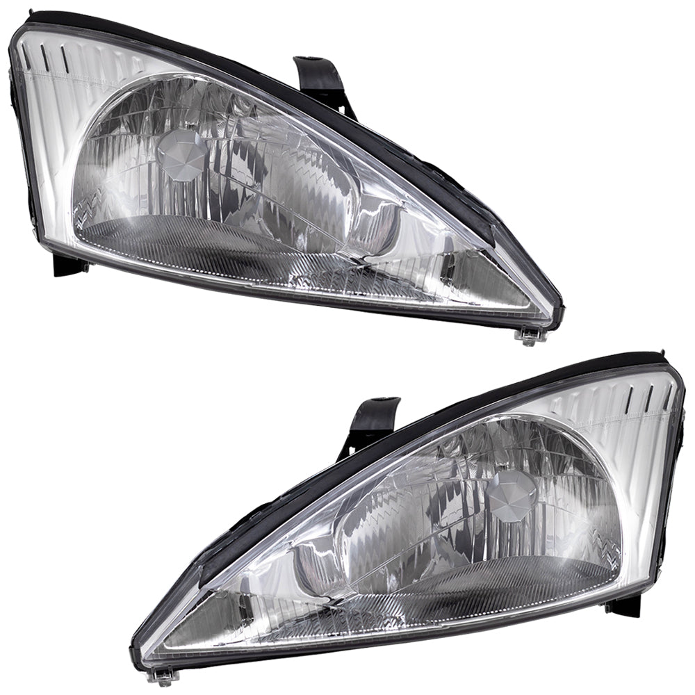 Headlight for 2000-2004 Focus w/ Chrome Bezel 3S4Z13008CD Set
