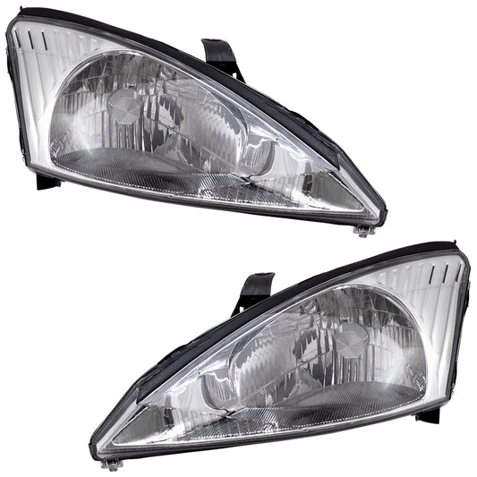 Headlight for 2000-2004 Focus w/ Chrome Bezel 3S4Z13008CD Set