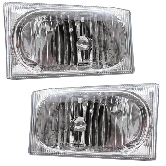 Brock Replacement Driver and Passenger Composite Headlights Headlamps Compatible with 1999-2004 Super Duty Pickup Truck 2C3Z 13008 AB 2C3Z 13008 AA