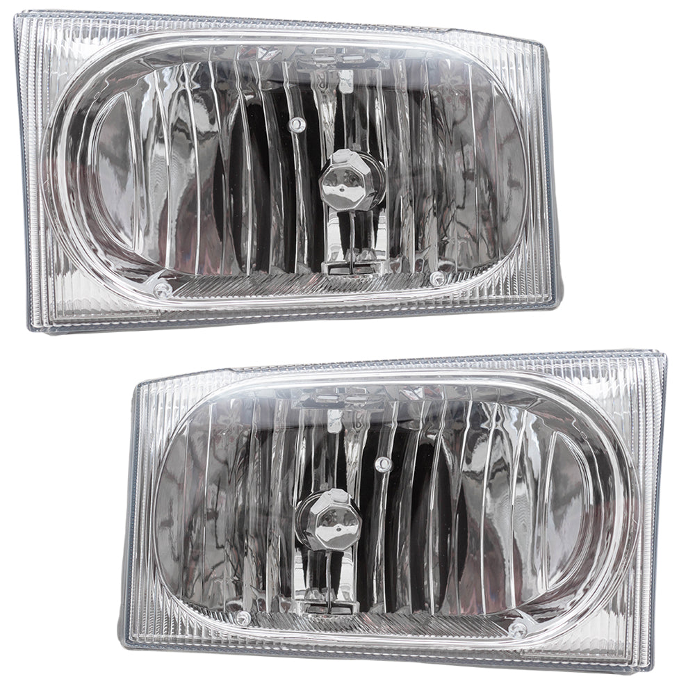 Headlight for 2000-2004 Excursion w/ Clear Center Lens 1999-2004 F-250 Super Duty 1999-2004 F-350 Super Duty 2C3Z13008AB Set