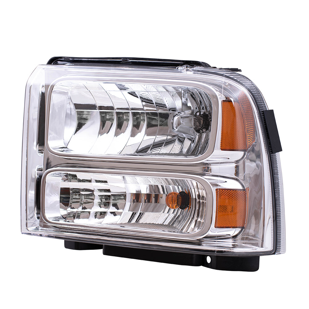 Headlight for 2005-2005 Excursion w/ Chrome Bezel 2005-2007 F-250 Super Duty 2005-2007 F-350 Super Duty 6C3Z13008BB Left