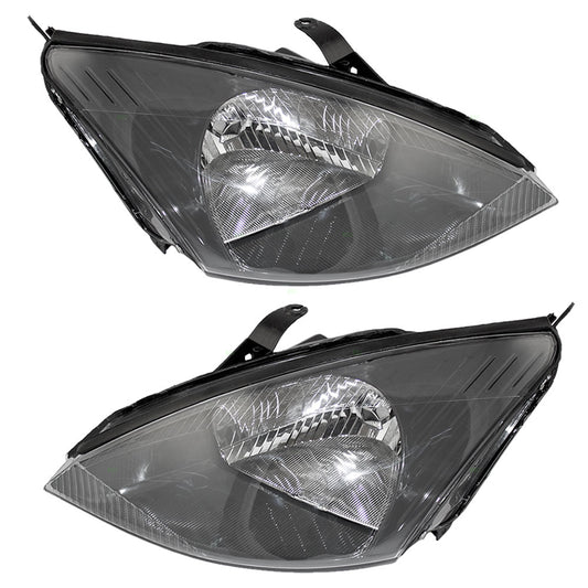 Headlight for 2000-2004 Focus Exc SVT w/ Gray Bezel 3S4Z13008AD Set