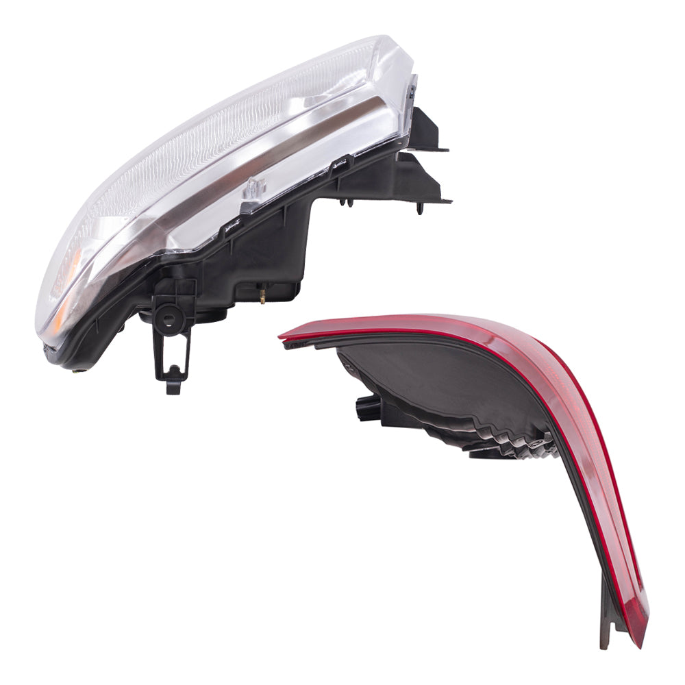 Brock Aftermarket Replacement Driver Left Passenger Right Halogen Combination Headlight Assemblies with Chrome Bezel and Flareside Tail Lights 4 Piece Set Compatible with 2004-2008 Ford F-150