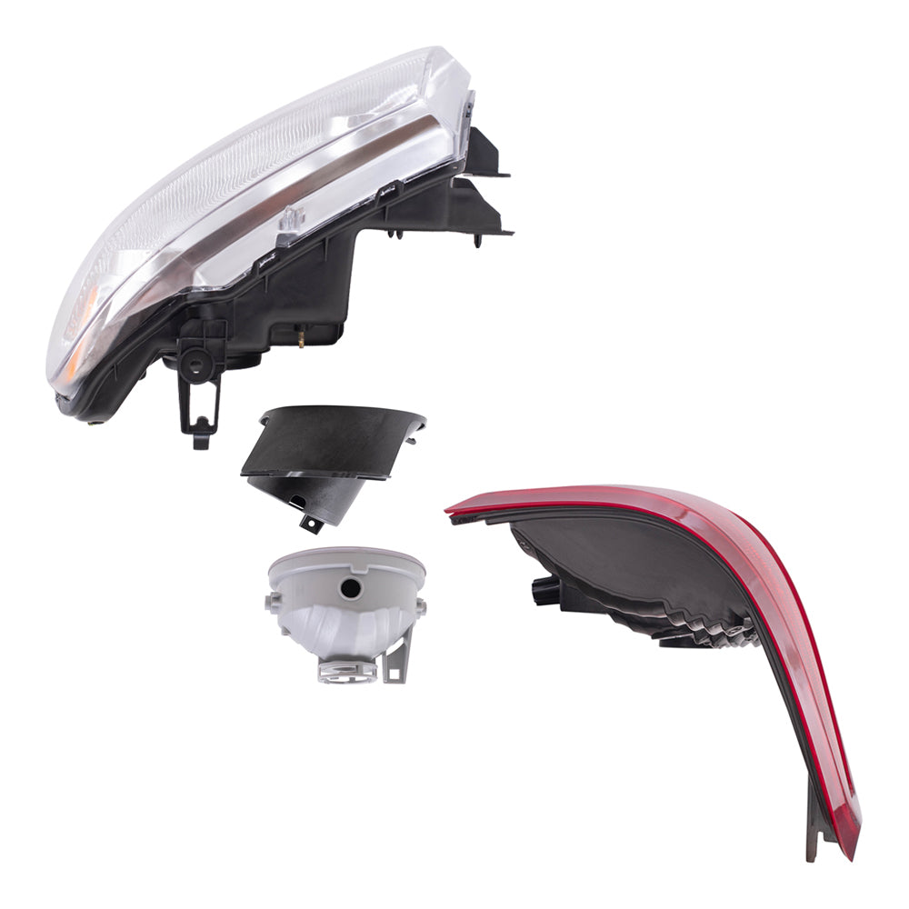 Brock Aftermarket Replacement Part Driver and Passenger Side Halogen Combination Headlights, Round Fog Lights & Brackets and Flareside Tail Lights 8 Piece Set Compatible with 2006-2008 Ford F-150
