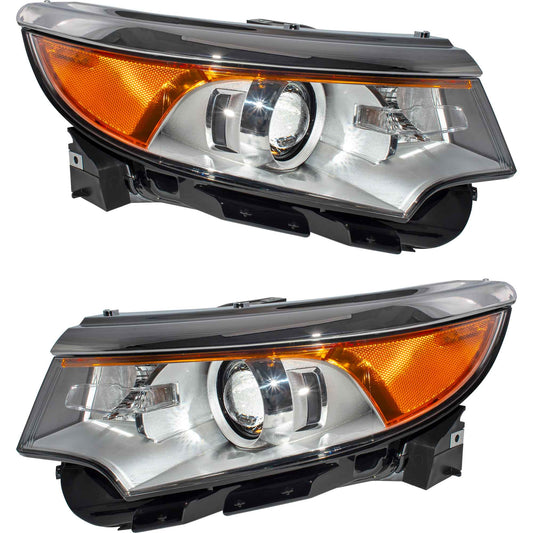 Headlight for 2011-2014 Edge SE/Limited/SEL w/ Chrome Bezel BT4Z13008B Set