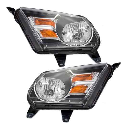 Headlight for 2010-2014 Mustang Base/Shelby GT500 w/ Chrome Trim AR3Z13008B Set FO2502281