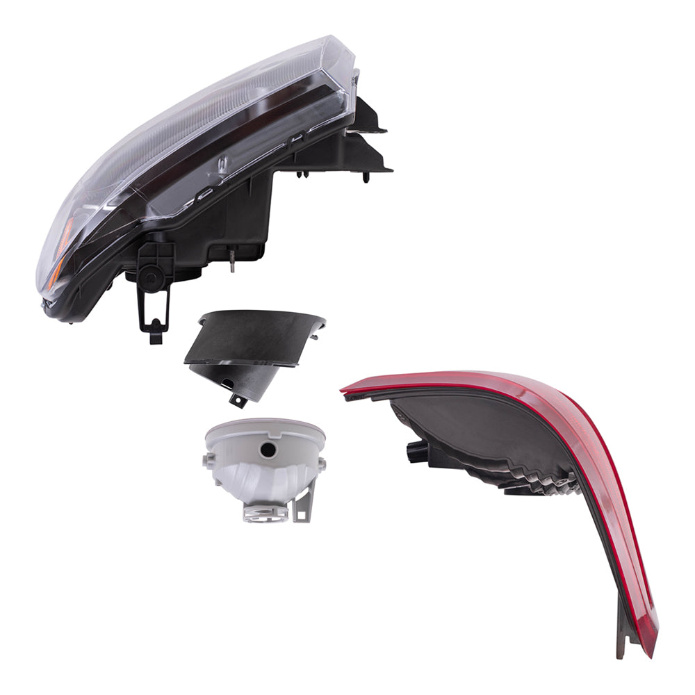 Brock Aftermarket Replacement Driver Left Passenger Right Halogen Combination Headlights-Round Fog Lights-Mounting Brackets-Flareside Tail Lights 8 Piece Set Compatible with 2006-2008 Ford F-150