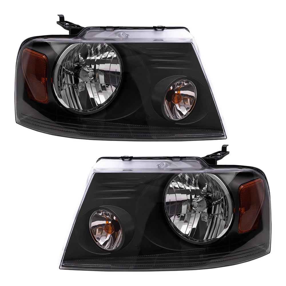 Headlight for 2004-2008 F-150 w/ Shadow Gray Bezel 2006-2008 Mark LT 7L3Z13008DA Set