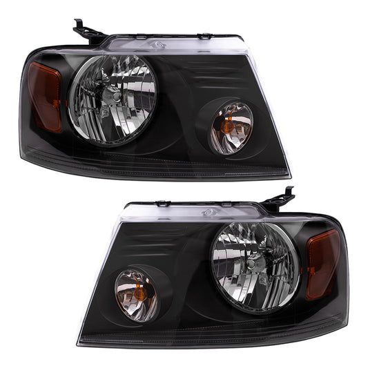 Headlight for 2004-2008 F-150 w/ Shadow Gray Bezel 2006-2008 Mark LT 7L3Z13008DA Set