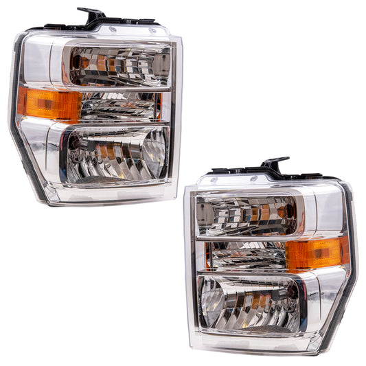 Headlight for 2008-2014 E-150 Aero Style 2008-2014 E-250 2008-2019 E-350 Super Duty 2017-2021 F650 2017-2021 F750 AC2Z13008D Set