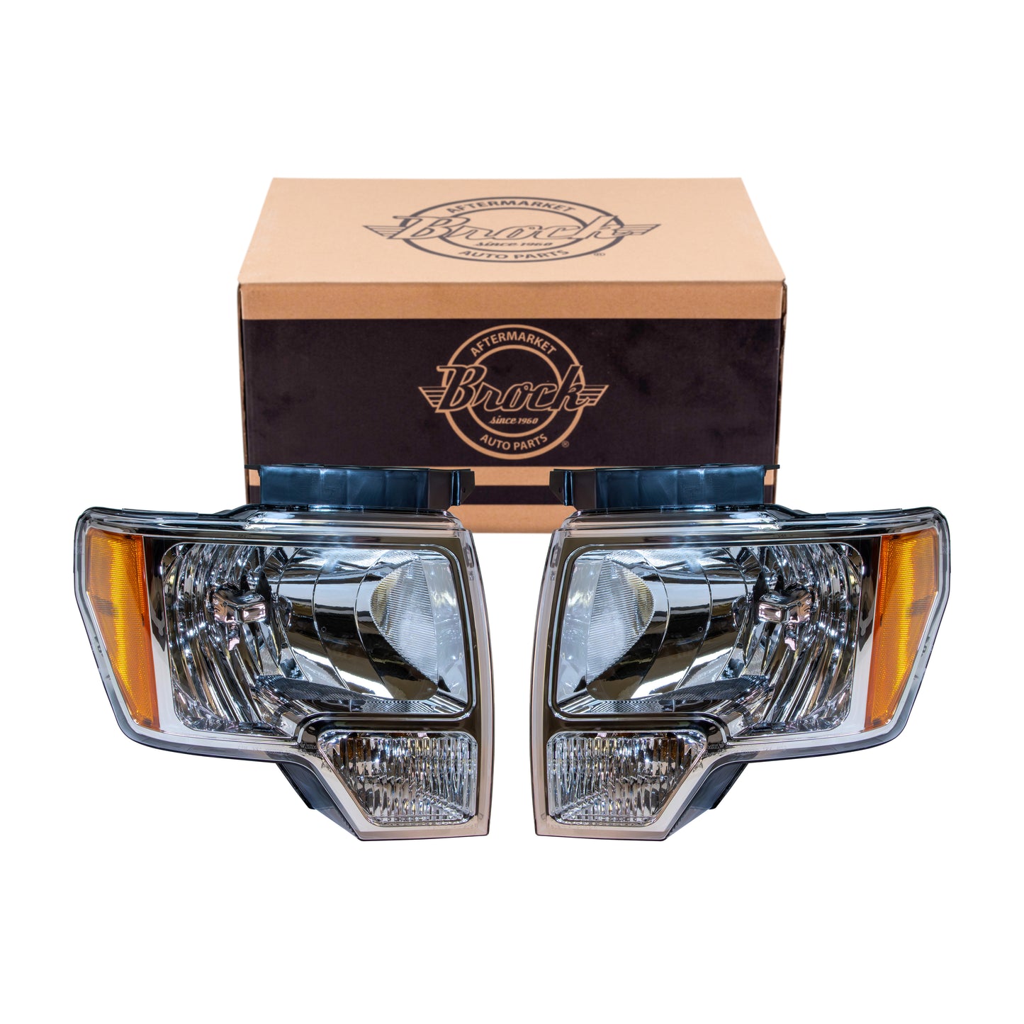 Headlight for 2009-2014 F-150 w/ Chrome Trim DL3Z13008A Set