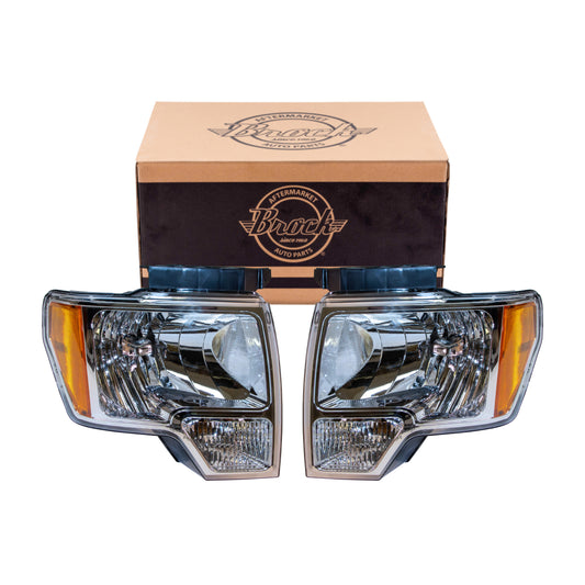 Headlight for 2009-2014 F-150 w/ Chrome Trim DL3Z13008A Set